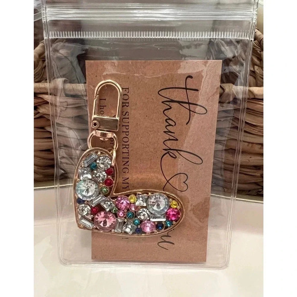 Rhinestone heart keychain. - Picture 2 of 3